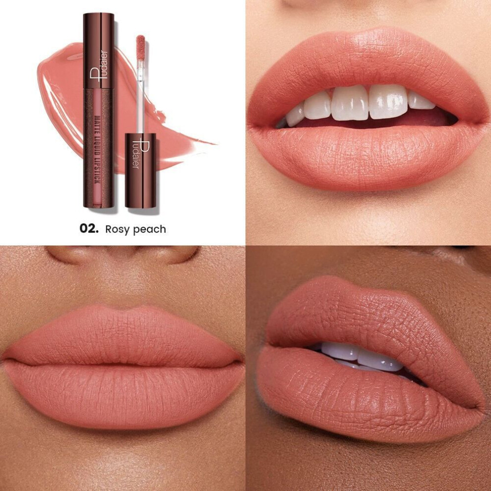 (Type#2) Pudaier Matte Liquid Lipstick Waterproof And Transfer-proof 5-color Lip Glaze-image-OPC-PKG6H9P-NEW