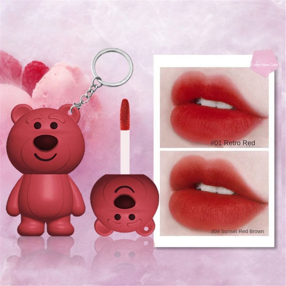 (Type#7) Cocozhekun Bear Keychain Lip Mud Matte White Natural Matte Lip Glaze Student-image-OPC-PKG6JDK-NEW