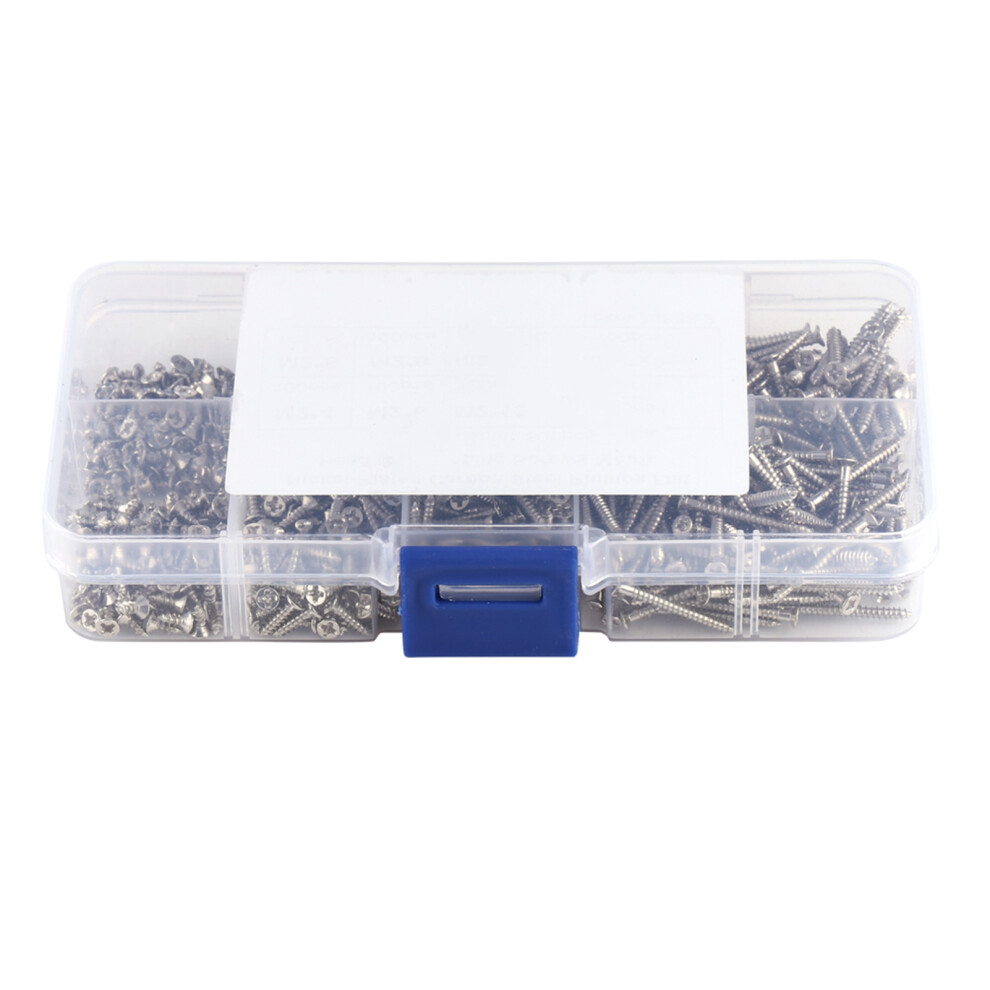800pcs M2 Cross Drive Flat Head Self‑Tapping