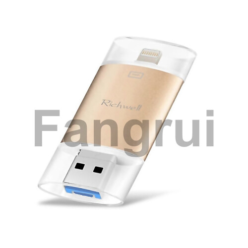 Για Richwell 3 σε 1 64g Typec 8 Pin Usb 30 Μεταλλικό διπλό κάλυμμα Pushpull Flash Disk με λειτουργία Otg 1
