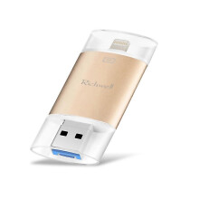 Vir Richwell 3 In 1 64g Typec 8 Pin Usb 30 Metal Double Cover Pushpull Flash Disk met OTG-funksie