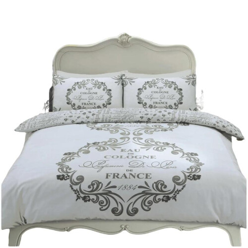 (Script Silver, King) Printed Duvet Cover Set Material Polycotton Single Double King Size 1