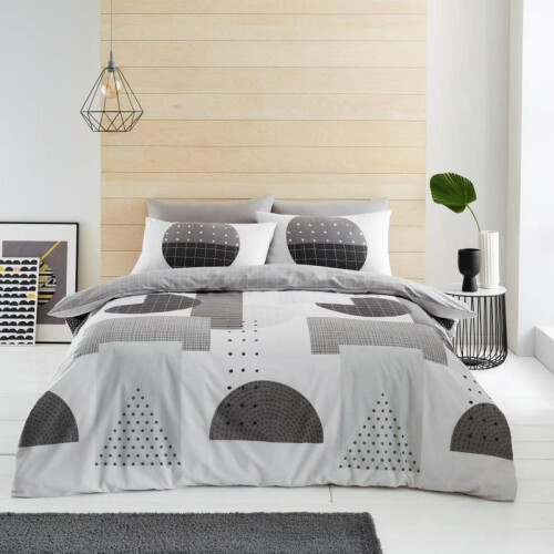 (Script Silver, King) Printed Duvet Cover Set Material Polycotton Single Double King Size 2