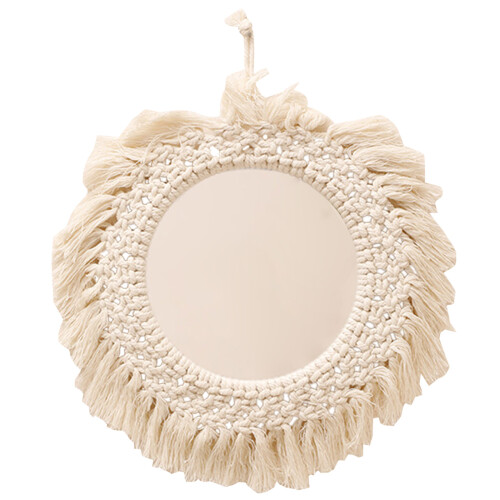 Round Wall Mirror Set with Weave Pattern for Living Room Bedroom