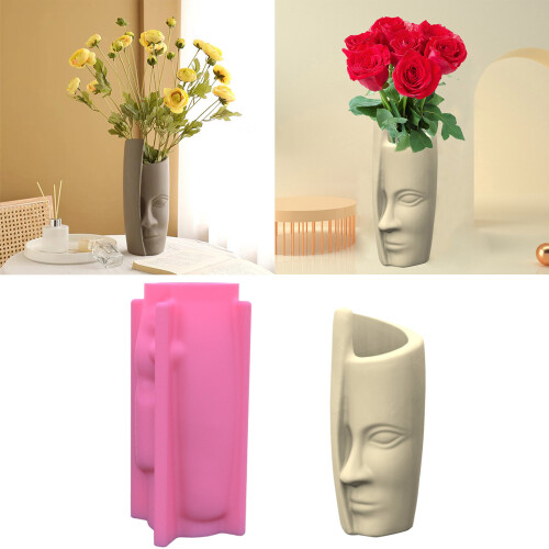 Human Face Art Pot Silicone Mold Epoxy Resin Casting Succulent 1