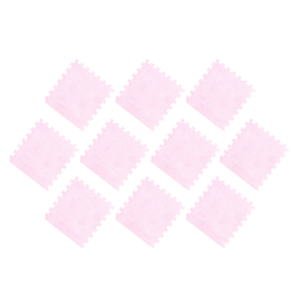 10pcs Thickened Pink Plush Foam Tiles - Safe Interlocking Mat Set
