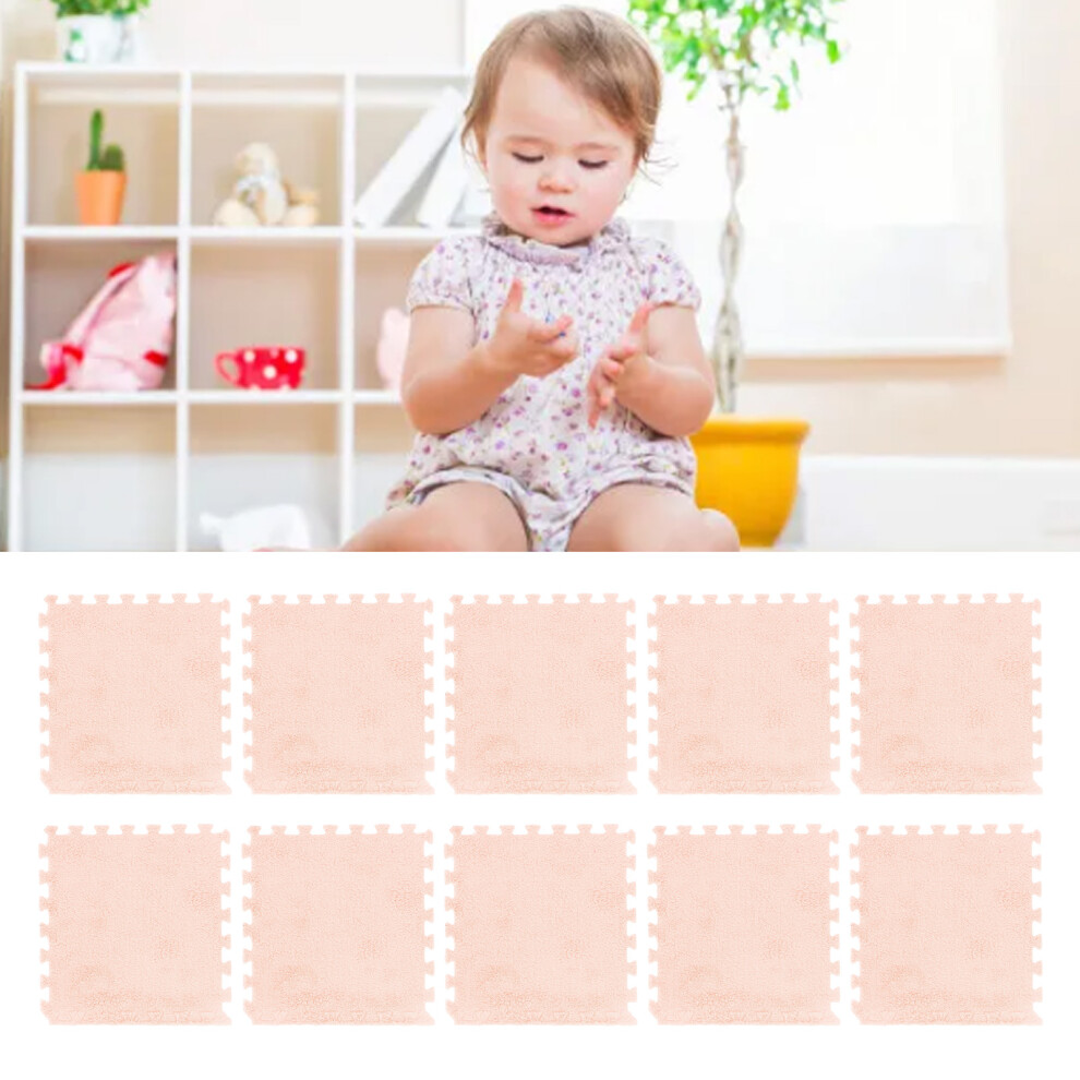 Cuttable Camel Plush Foam Interlocking Mat Safety Set of 10pcs