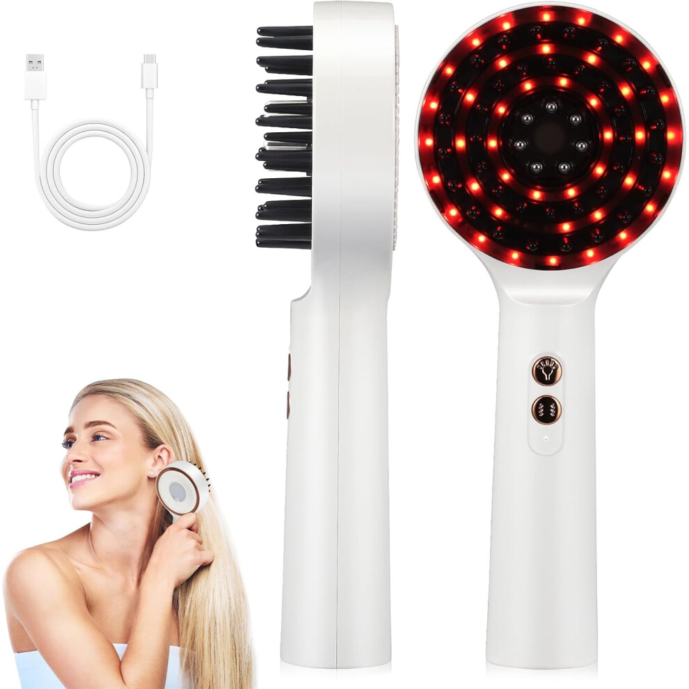 Electric Scalp Massager Brush for Hair Growth - Vibrating Head Massage Comb With Oil Applicator and Dispenser - 3 Modes Cordless