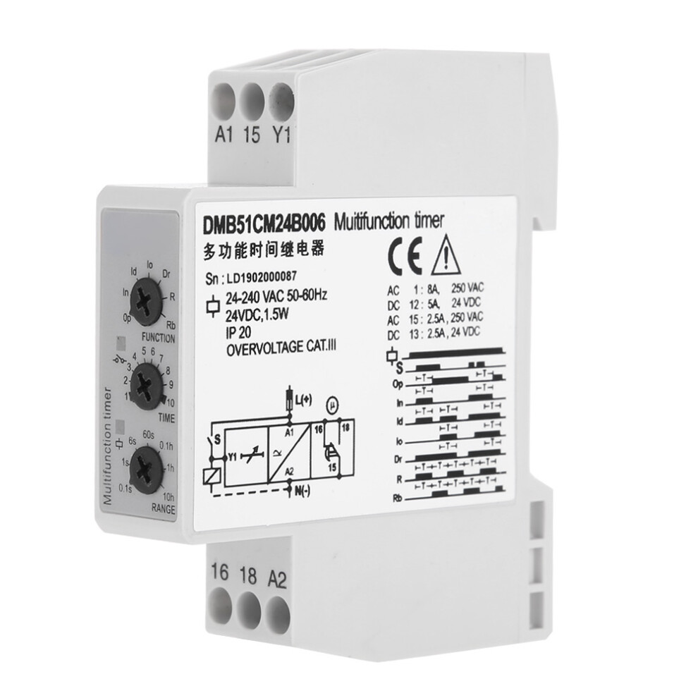 DC 24V & AC 24-240V Multi voltage Time Relay Delay