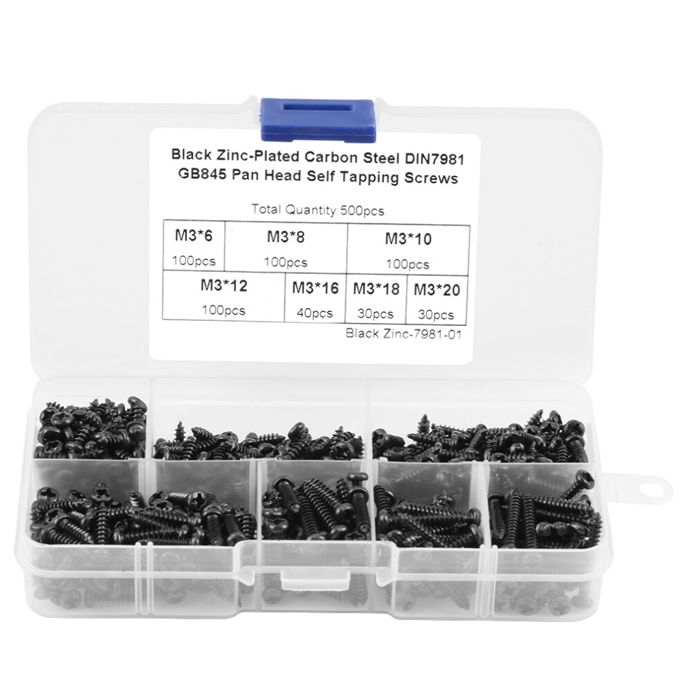 500PCS M3 Cross Drive Button Head Self Tapping