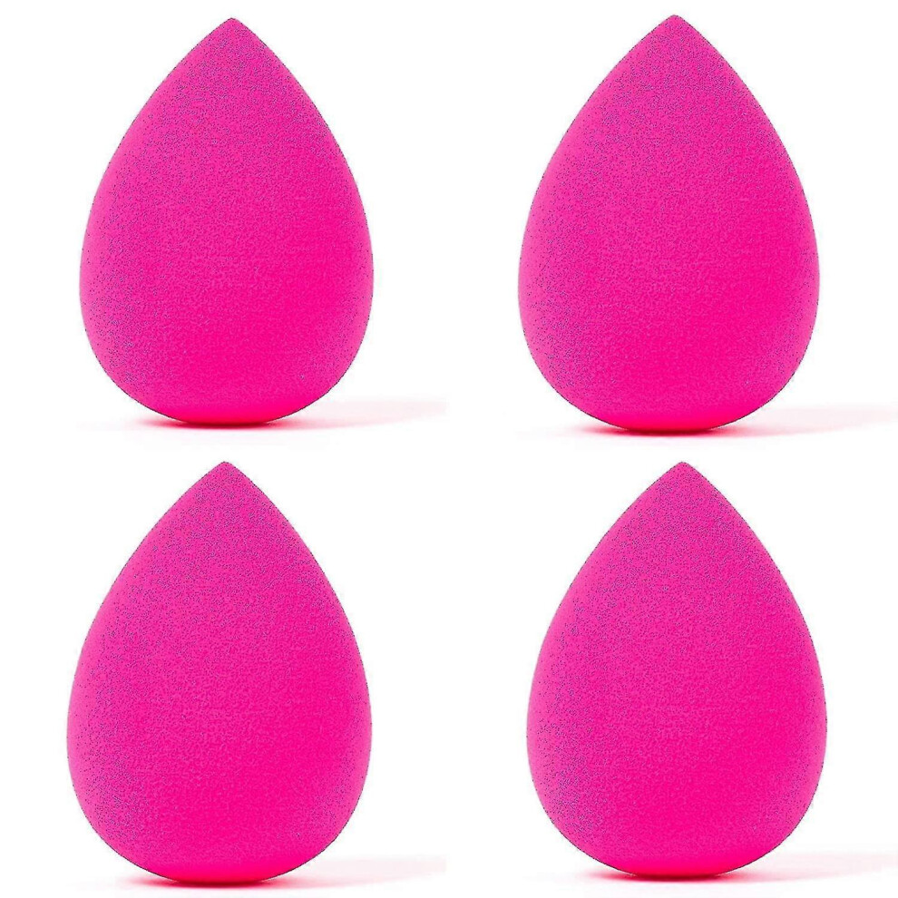 Pink (4Pcs) Beauty Makeup Sponge - Egg Foundation Blending Sponge, Makeup Applicator, Cosmetic Blenders, Wet And Dry Beauty Sponge