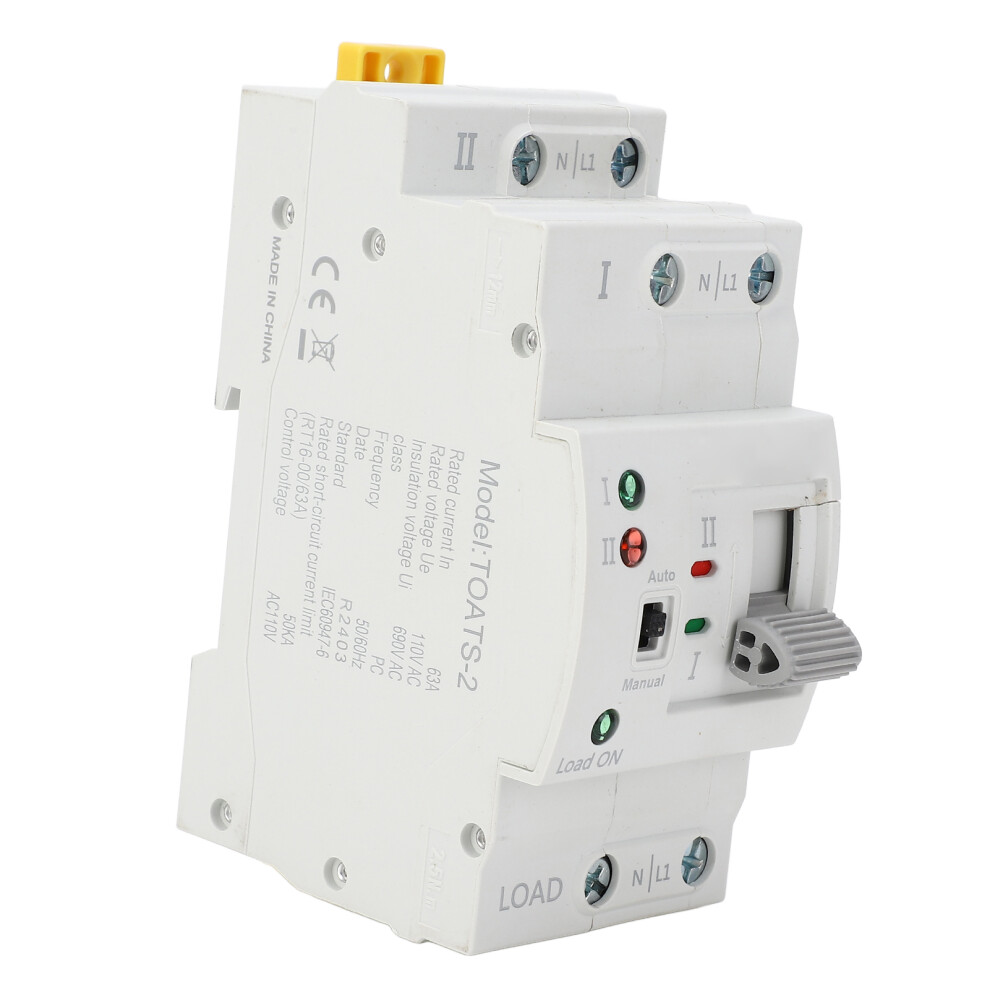 2P 16A Automatic Transfer Switch Dual Power Generator Changeover 110Vac 6901349375702