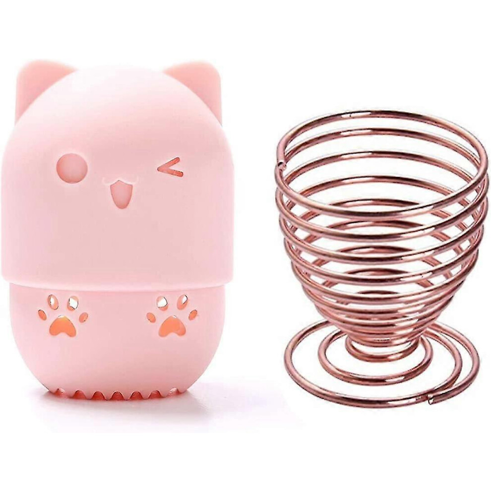 Makeup Sponge Case + Holder For Foundation, Blender, Sponges ( + Rose Gold) Pink/Gold