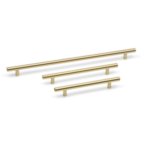 (128mm Handle) Brushed Brass Kitchen Cabinet T-Bar Handles 2
