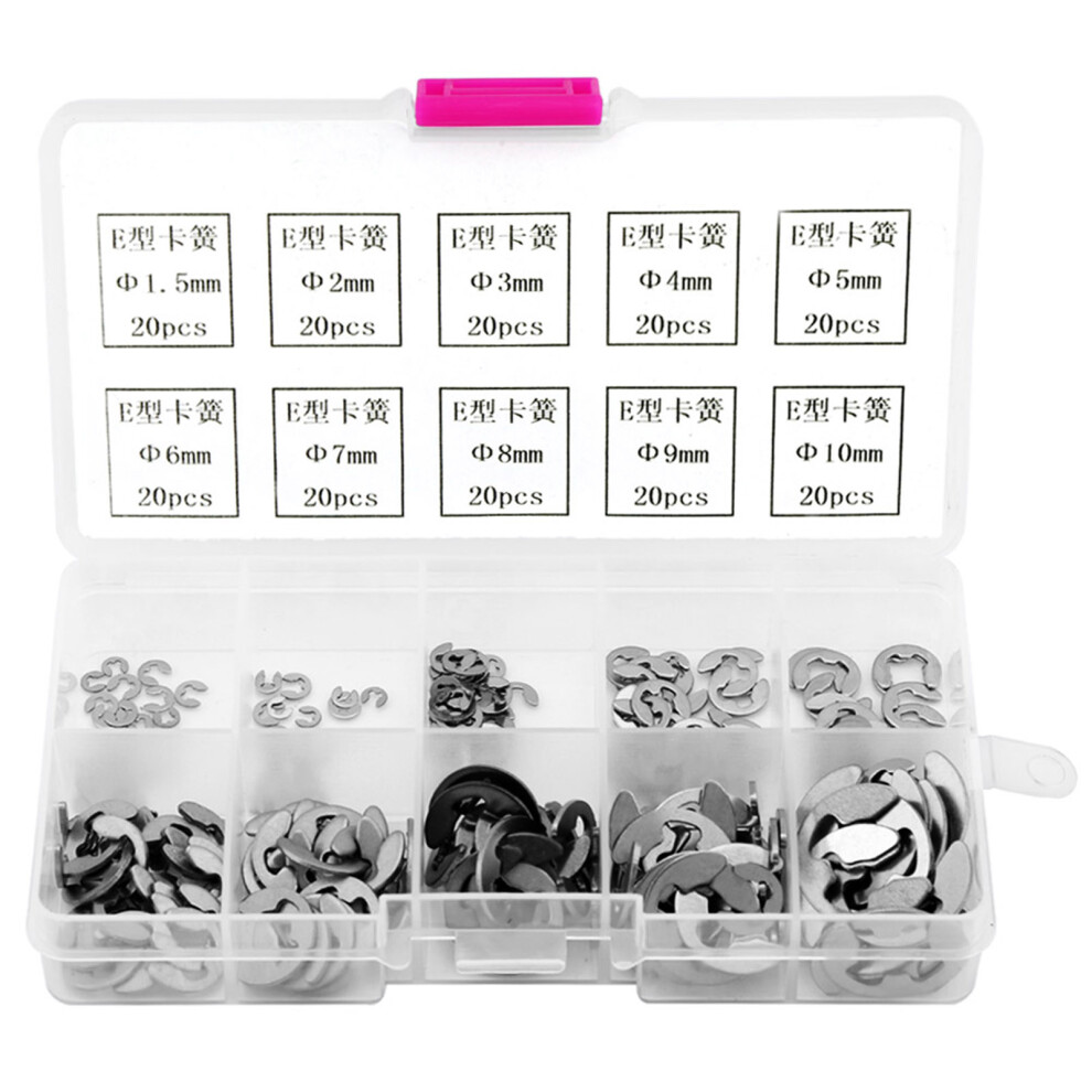 200pcs Stainless Steel E Clip E Ring Retaining