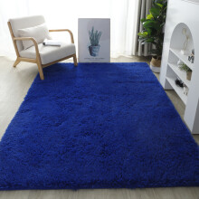 (Long royal blue hair, 40*60cm) Modern and simple silk and wool carpet, living room sofa, bedside carpet, bedroom carpet, floor mat