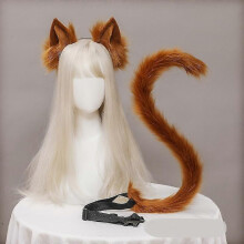 (Color 8) Cat Ears And Tail Set Anime Cosplay Headbands- Halloween Party Costume Accessory Sets