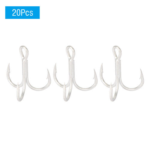 20Pcs High Carbon Steel Treble Hooks 6# Sharp Bait Tackle 1