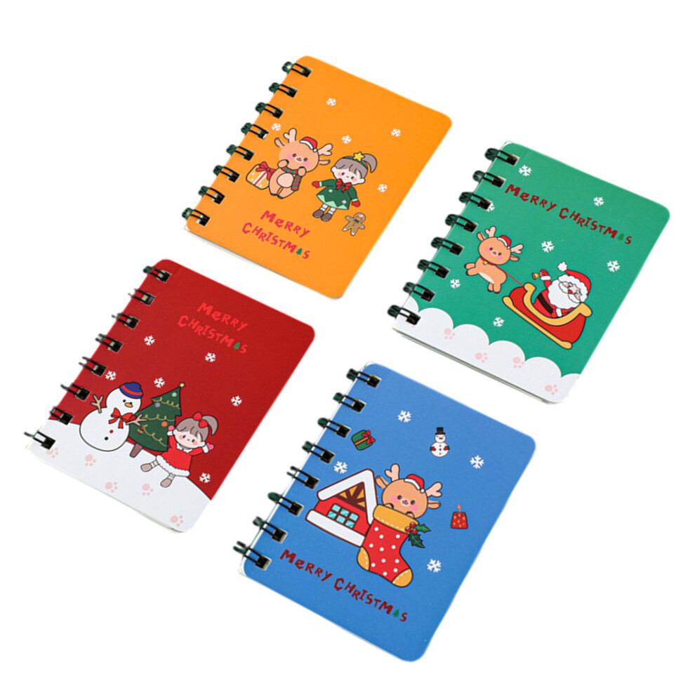 4Pcs Small Christmas Notebooks Twin-Coil Binding Mini Notebook 7751000089382