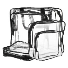 5St Zwarte Transparante PVC Make-Uptas Praktisch En Duurzaam Opbergtas
