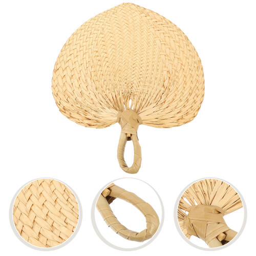 Portable Fan Khaki Bamboo Design For Indoor Summer Use 1pack 2