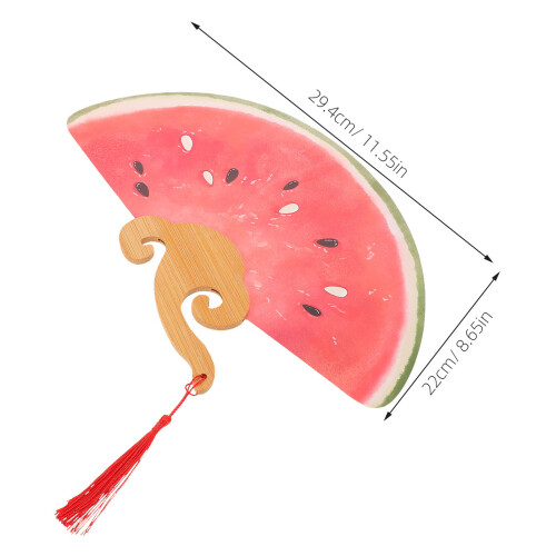 2pcs Watermelon Hand Fan with Bamboo Handle for Summer Cooling 2