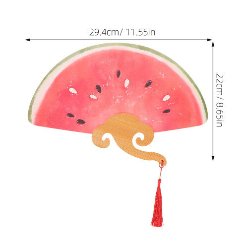 2pcs Watermelon Hand Fan with Bamboo Handle for Summer Cooling 1