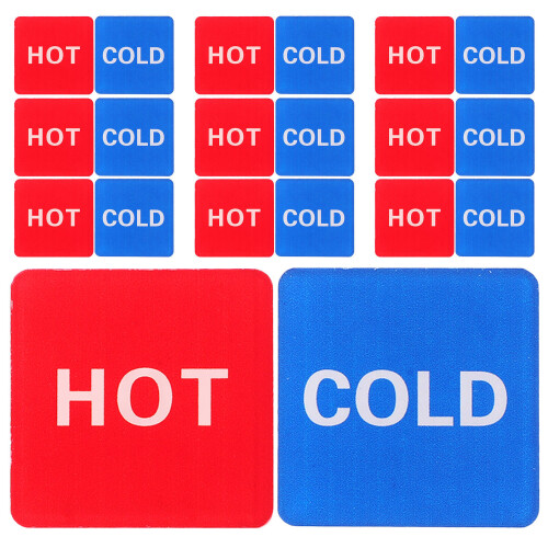 20pcs Self Stick Hot Cold Water Labels Waterproof Red