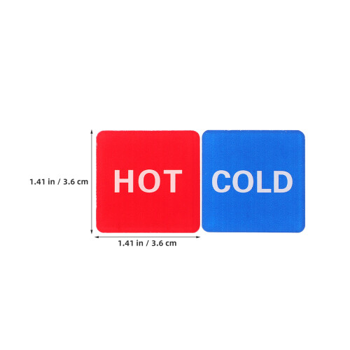 20pcs Self Stick Hot Cold Water Labels Waterproof Red 2