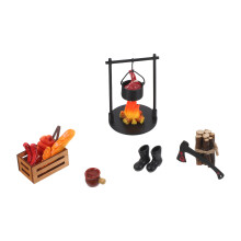 1 Set Miniature Campfire Ornament with Resin Bonfire Fake Steak