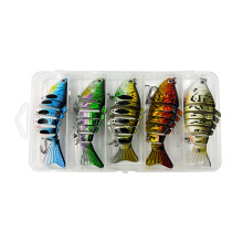 5Pcs Multi-Section Artificial Fishing Lures Fishhooks Jointed