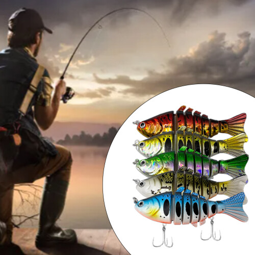 5Pcs Multi-Section Artificial Fishing Lures Fishhooks Jointed 1