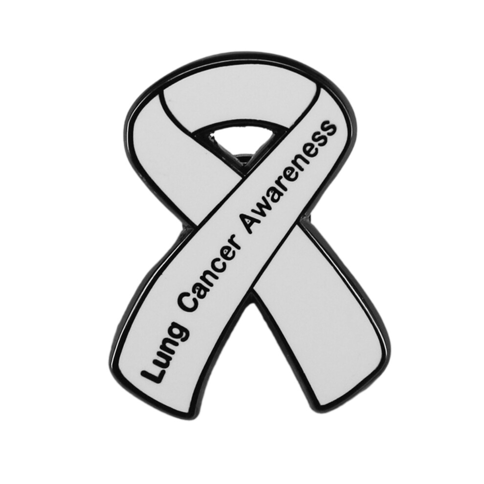 White Ribbon Enamel Brooch Pins Lung Cancers Prevention Awareness