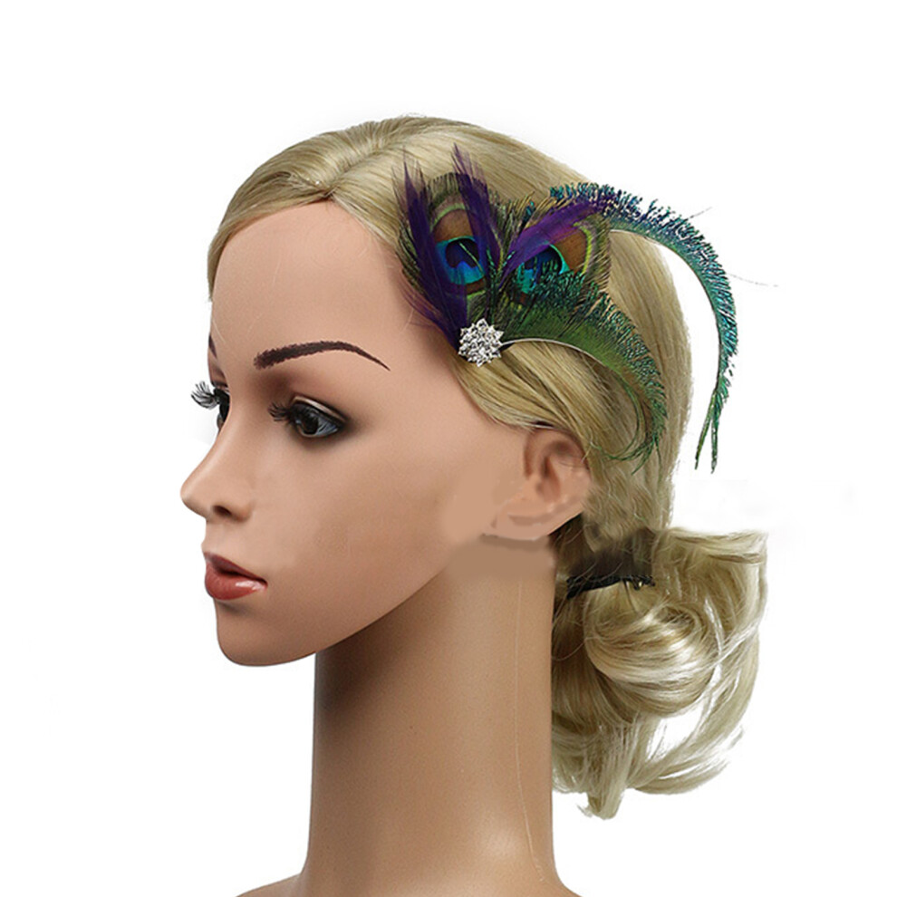Crystal Peacocks Feather Hair Clip Gorgeous Diamond Hairpin