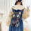 Mini Cute Little Gray Cat Plush Backpack for Women 18