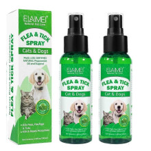 2Pcs Flea, Tick Spray | 100% Natural, Allergen Free, Eco Friendly 4 Dogs, Cats