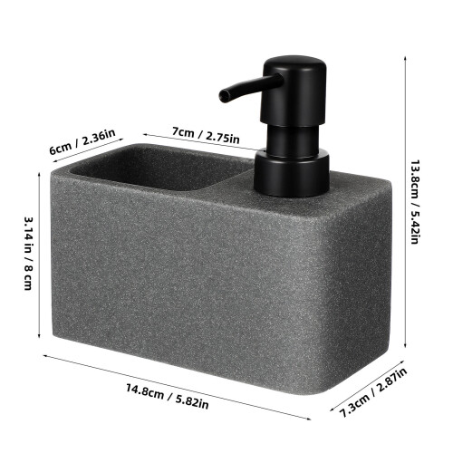 Stainless Kitchen Soap Dispenser 14.80x13.80x7.30cm Grey 1