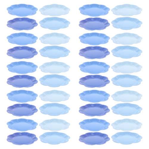 40pcs Gradient Blue Scalloped Paper Plates 7 Inch Party Tableware