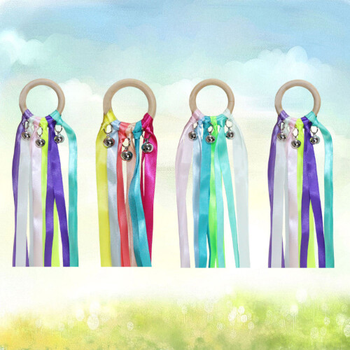 4pcs 25cm Cheerleading Bells with Wooden Handle for Dance Performance 2