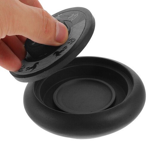 4 Inch Student Ink Grinding Stone Dragon Pattern Plate With Cover 2