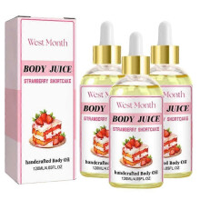 3Pcs Wildplus Body Juice Oil-Strawberry Scented Handcrafted, Natural Body Oil Women