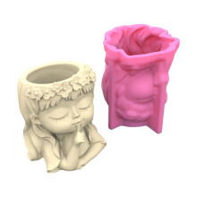 Cute Wreath Girls Pen Holder Concrete Mold Flower Pot Silicone
