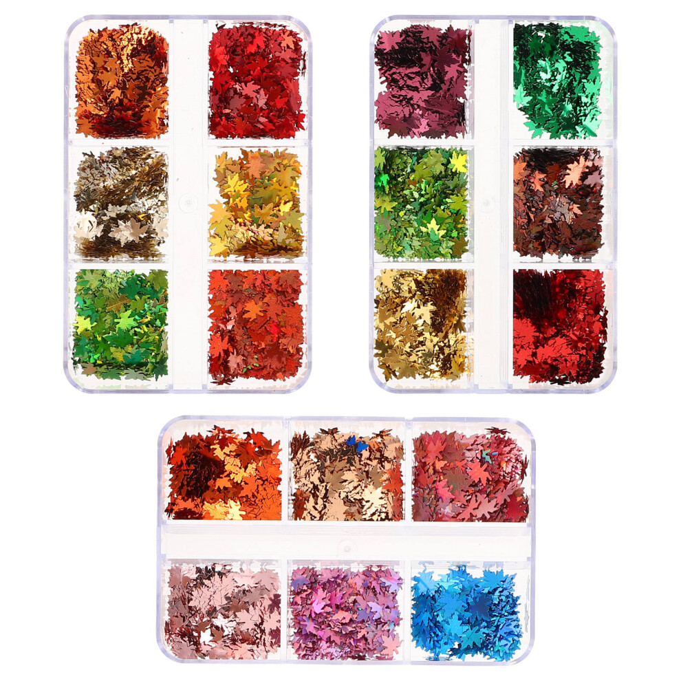 Iplusmile 3 Boxes Maple Leaf Nail Charms Fall Manicure Decor