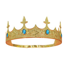 Vintage Men's Crowns Hairband with Gemstones-Gold lake blue