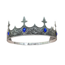 Fashionable Men's Crowns King Hairband Hair-Ancient silver blue