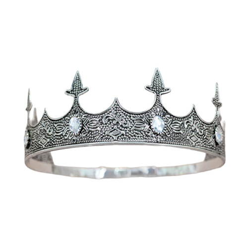 Adjustable King Crowns Headband for Men-Ancient silver white