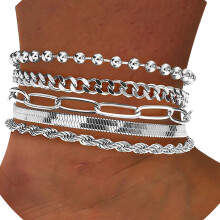 5/6pcs Delicate Gold/Silver Alloy Bracelet And-Akin silver