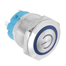 2 Stück 22mm Metall Druckknopfschalter Flachkopf 4-polig IP65 Blaues Licht 12-24VDC