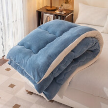 (created-sapphire blue, single(135cm*200cm)) 1pc Autumn and Winter Quilt, Dual-Sided Warm Fleece Blanket, Light Beige-Friendly Fabric, Quick Heating