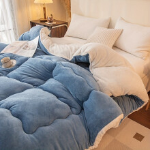 (created-sapphire blue, 150cm*200cm) 1pc Autumn and Winter Quilt, Dual-Sided Warm Fleece Blanket, Light Beige-Friendly Fabric, Quick Heating